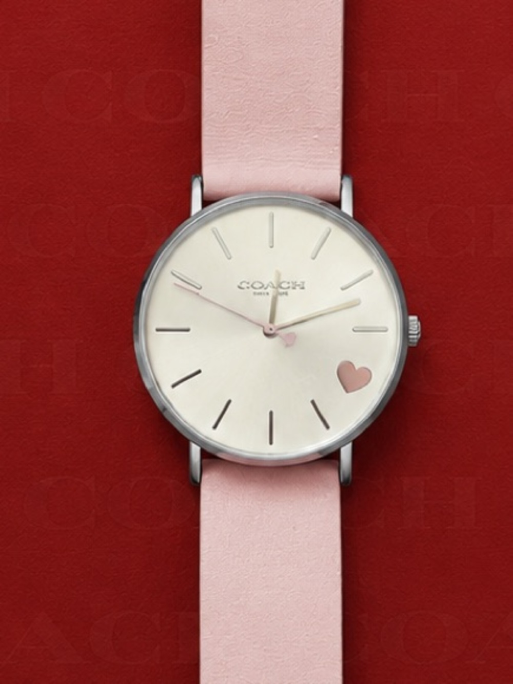 Coach Blush Pink Love Charm Watch with Heart Detail - Picture 3 of 4